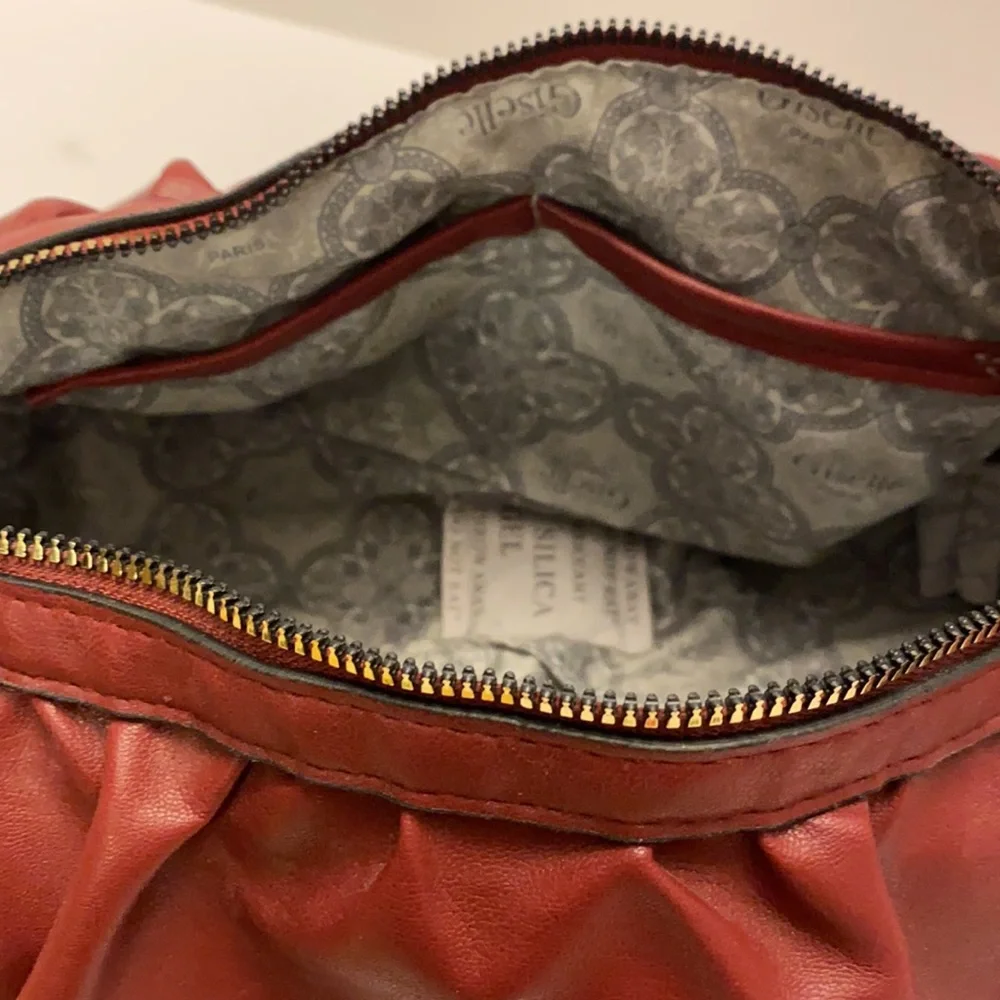 Giselle Paris Ella Satchel Raspberry Vegan Leather Handbag with Gold Accents NWT